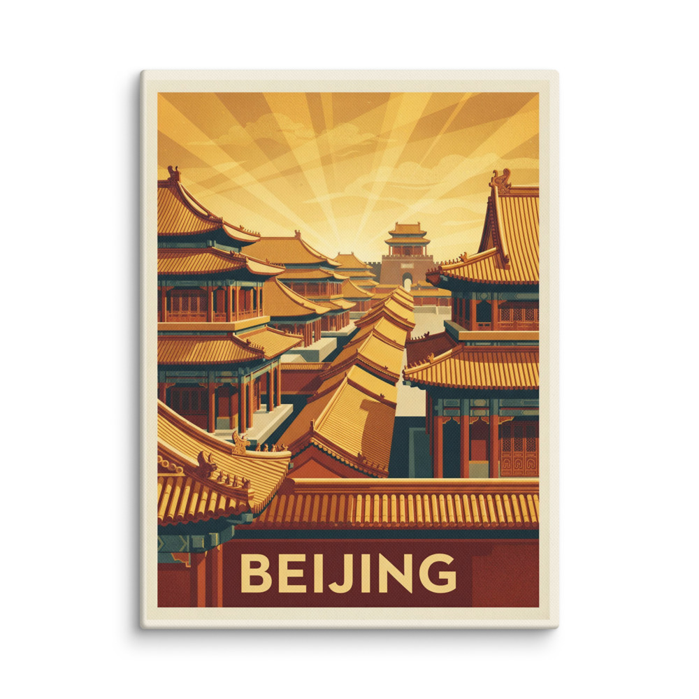 Forbidden City Art Print, vintage travel poster, Beijing wall art, mid-century home decor, gift for travel lovers