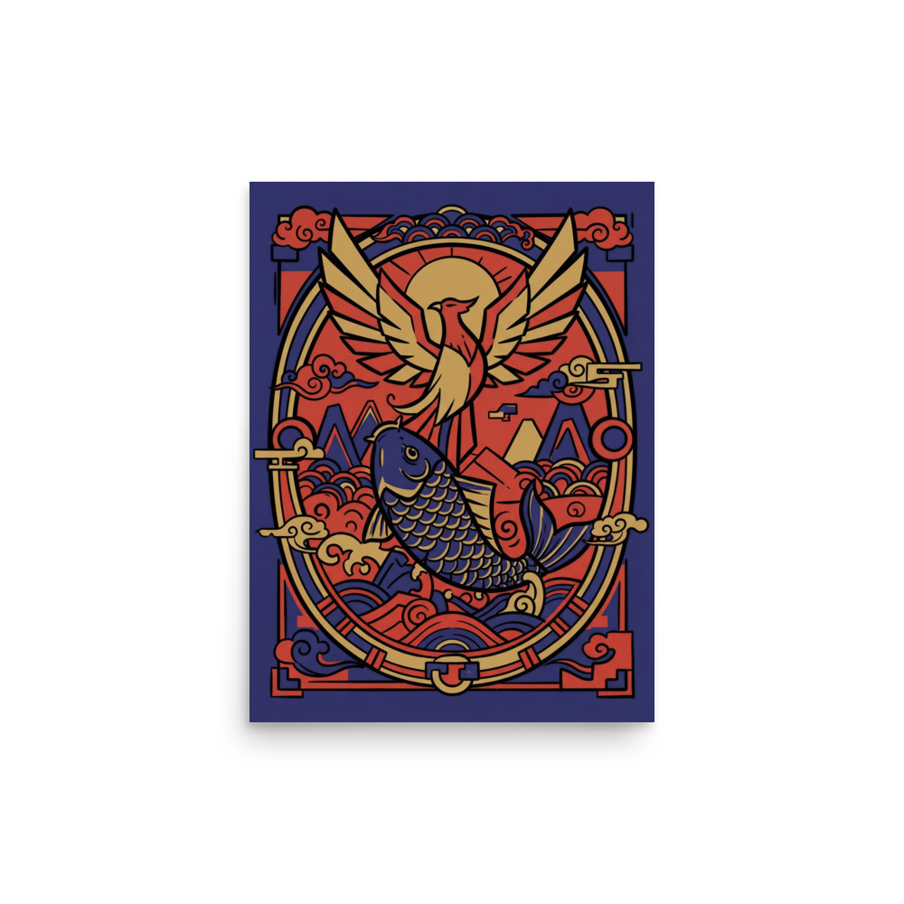 Kunpeng Fish-Bird Art Print, guochao poster art, Chinese streetwear decor, creative studio wall art, gift for design lovers
