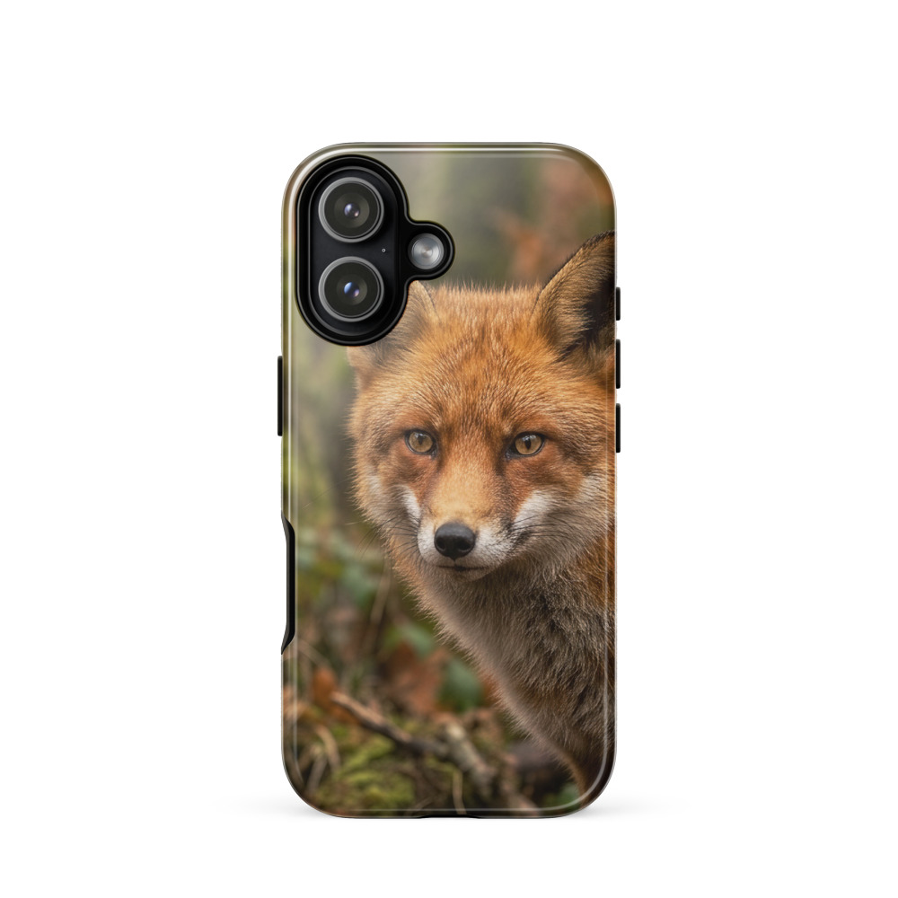 Red Fox Portrait Tough Phone Case, wildlife photography, photorealistic close-up, iPhone 15, 16 and 17 case, fox lover gift