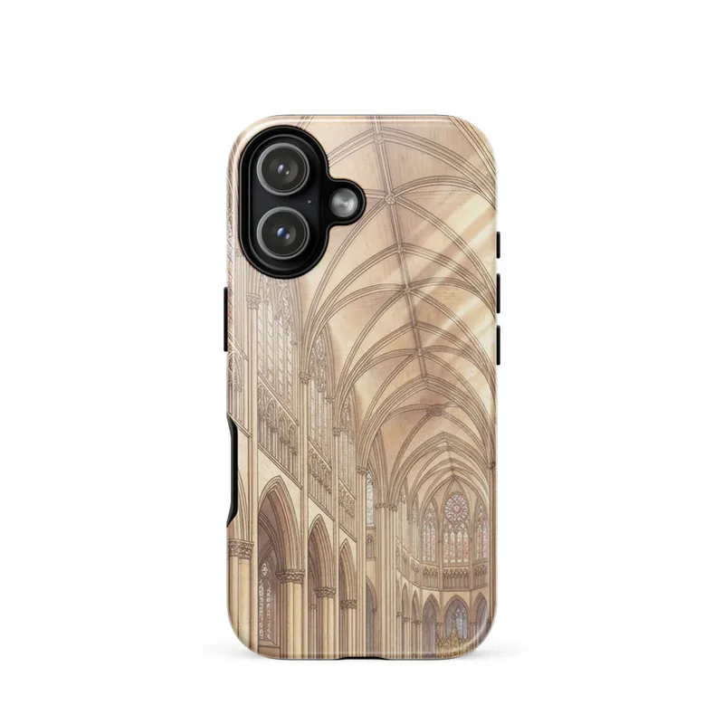 Cathedral Sunbeams Tough Phone Case, iPhone 15, 16 and 17 case, gothic architecture, stained glass gift