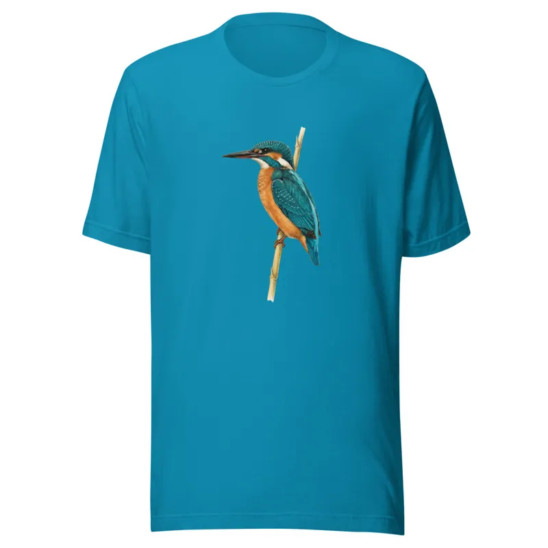 Kingfisher T-Shirt, bird graphic tee, nature-inspired clothing, casual everyday wear, gift for bird and nature lovers