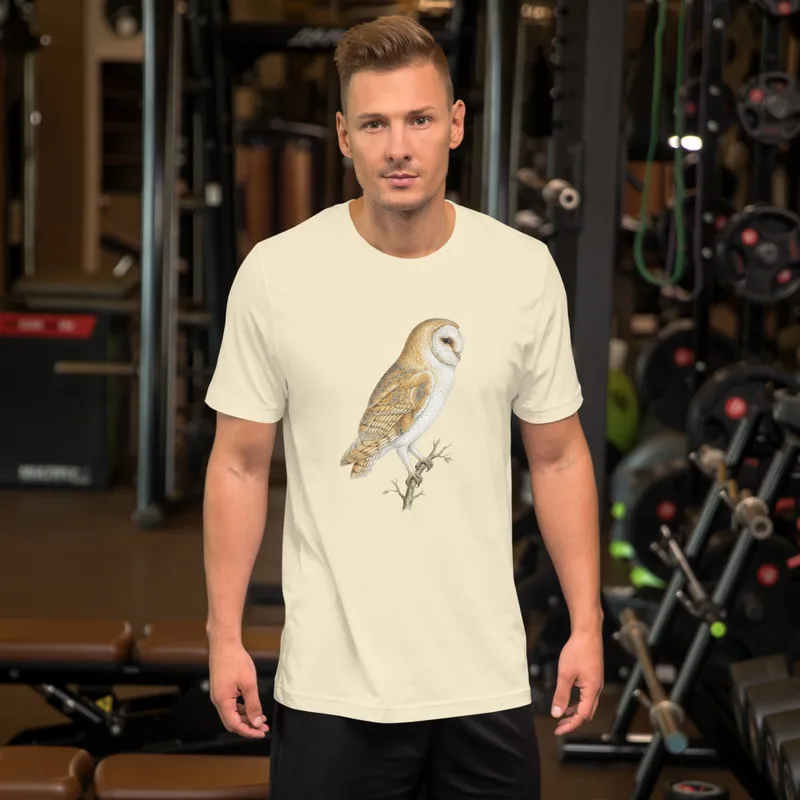 Barn Owl Isolated T-Shirt, wildlife art tee, casual everyday nature style, bird lover gift, owl illustration shirt
