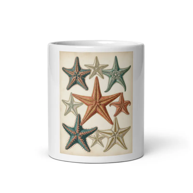 Starfish Plate Mug, coastal kitchen coffee cup, ocean-inspired ceramic drinkware, sea life home decor, beach lover gift