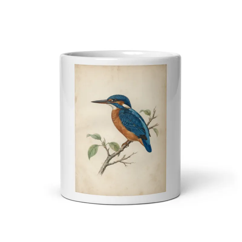 Kingfisher Plate Mug, wildlife art, ceramic wildlife drinkware, bird lover gift, nature-inspired kitchen decor