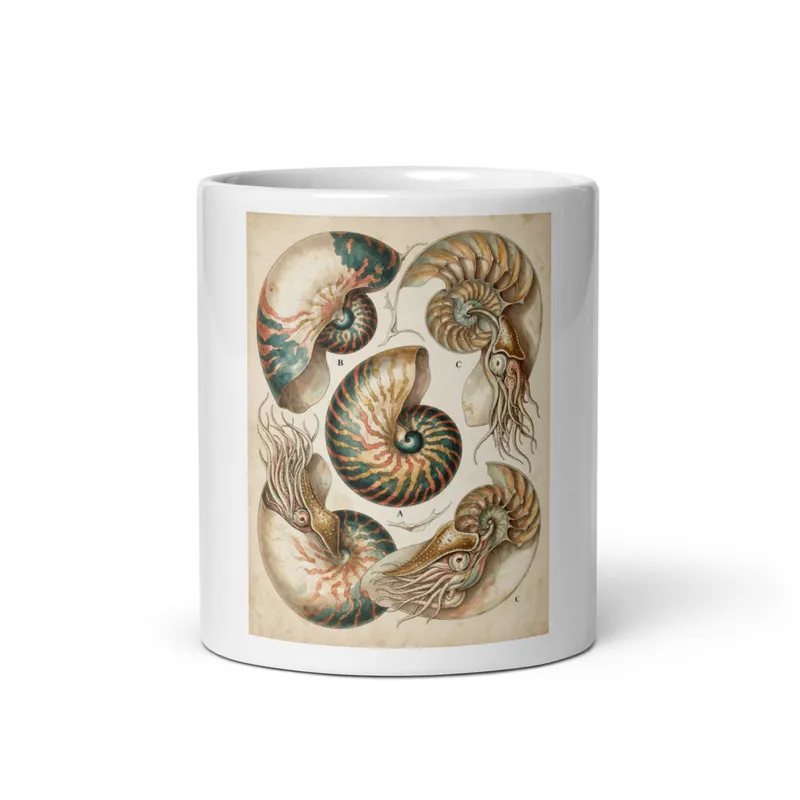 Nautilus Plate Mug, ceramic shell design, coastal kitchen decor, ocean lover gift, nautical home accent for kitchens