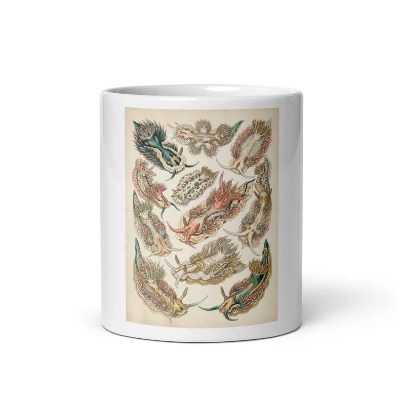 Nudibranch Plate Mug, ocean-inspired ceramic coffee mug, marine life gift, sea slug art, gift for ocean and nature lovers