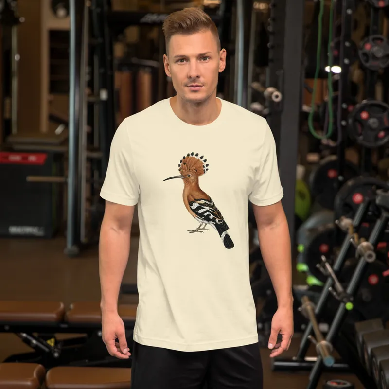 Hoopoe Study T-Shirt, hoopoe bird illustration, nature-inspired clothing, casual everyday wear, birdwatcher gift