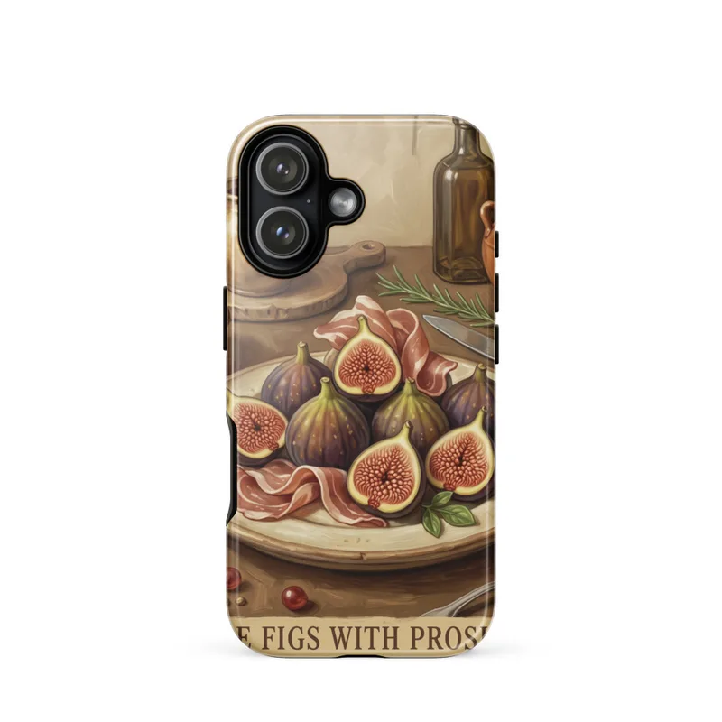 Ripe figs with prosciutto Tough Phone Case, vintage food illustration, rustic Mediterranean kitchen art, gift for food lovers, iPhone 15, 16 and 17