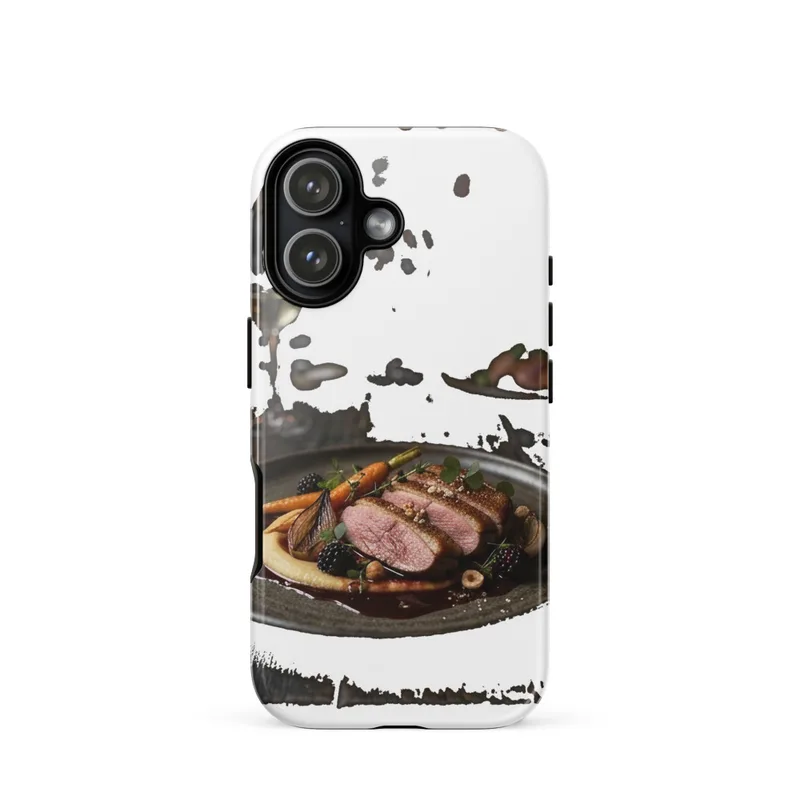 Plated Duck Breast Tough Phone Case, iPhone 15, 16 and 17 case, gourmet food photography, fine dining gift, restaurant style
