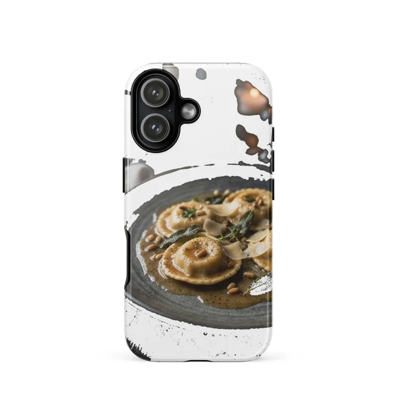 Handmade Ravioli in Sage Brown Butter Tough Phone Case, iPhone 15, 16 and 17 case, gourmet food photography, fine-dining gift