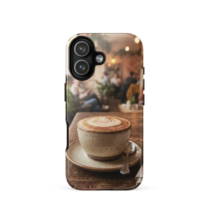 A Cappuccino with Thick Velvety Milk Foam Tough Phone Case, coffee photography, cozy kitchen style, coffee lover gift, iPhone 15, 16 and 17 case