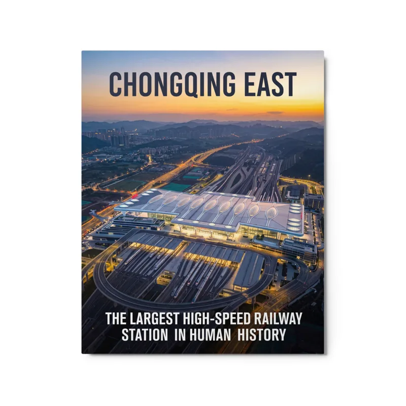 Chongqing East Station · Aerial Dusk — Metal Print
