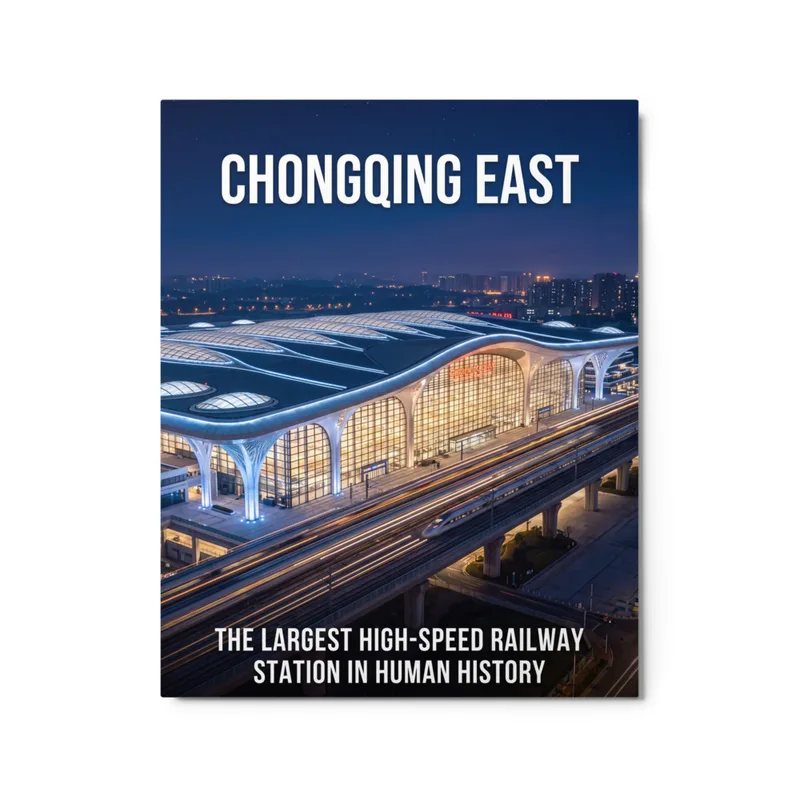 Chongqing East Station · Night Lights — Metal Print