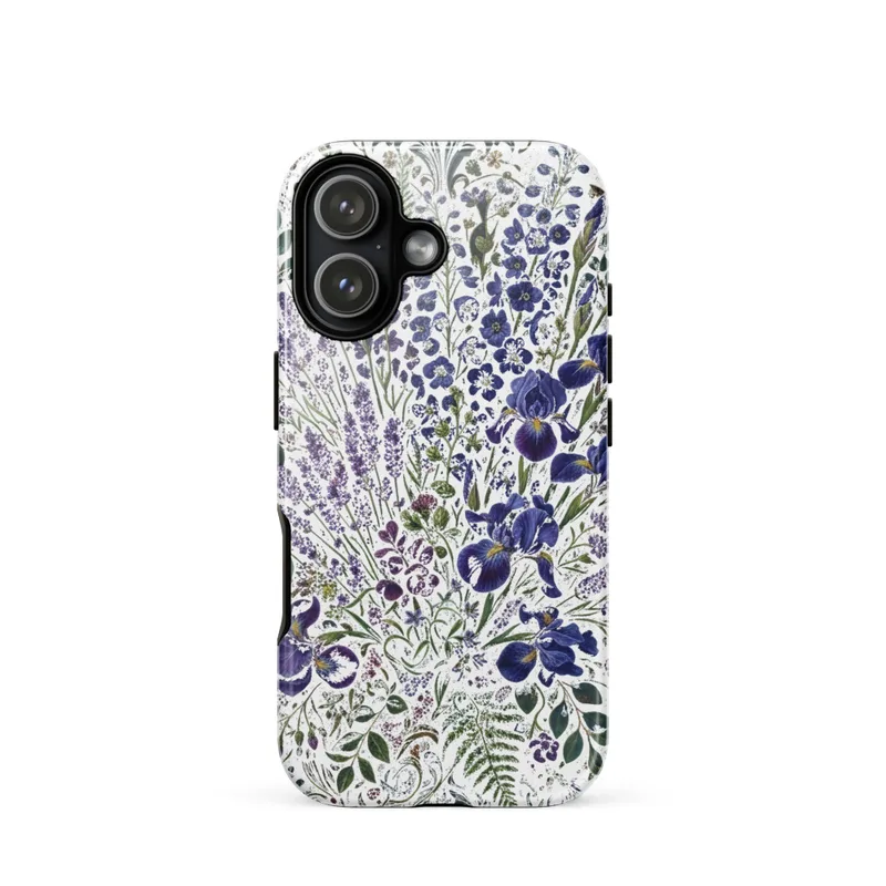Maximalist Botanical Tough Phone Case, jewel tone floral art, William Morris-inspired style, flower lover gift, iPhone 15, 16 and 17 case