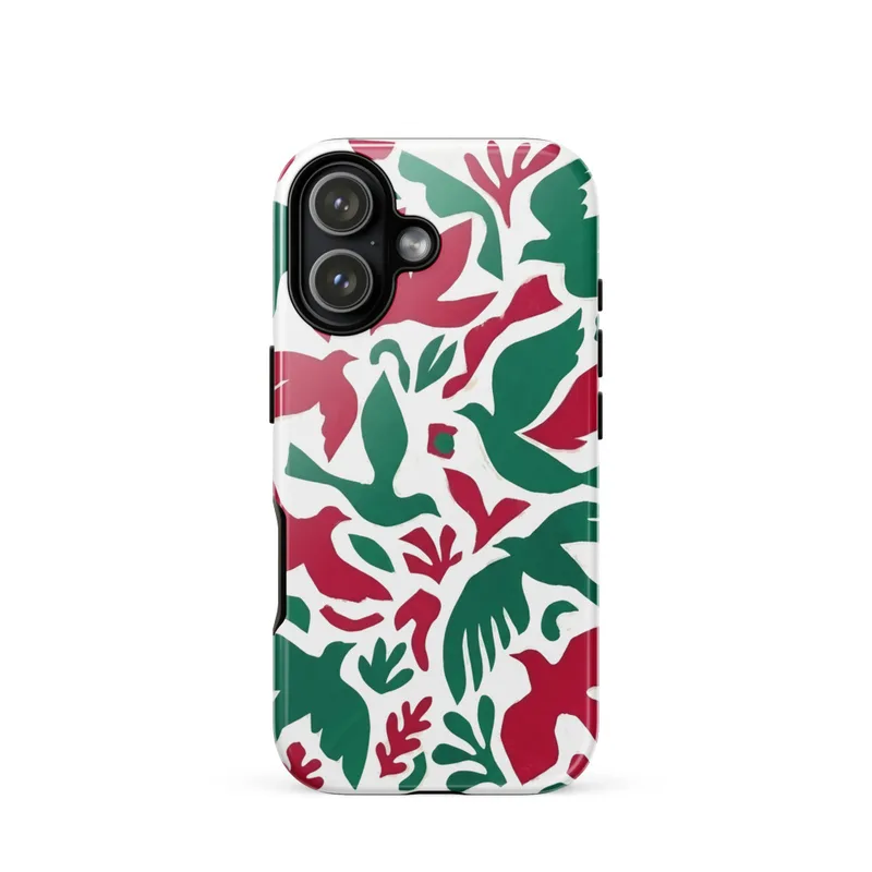 Matisse-inspired abstract cut-out art print Tough Phone Case, iPhone 15, 16 and 17 case, colorful modern gift, playful bird design
