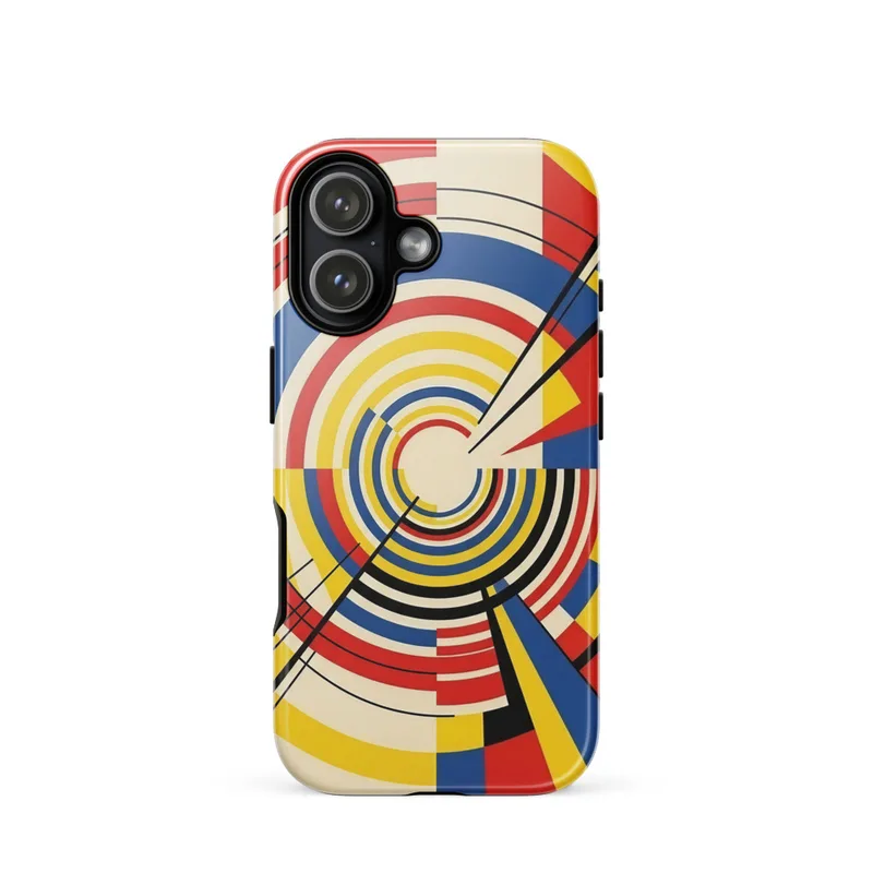 Bauhaus concentric arcs Tough Phone Case, geometric art, minimalist modernist style, iPhone 15, 16 and 17 case, Bauhaus design gift
