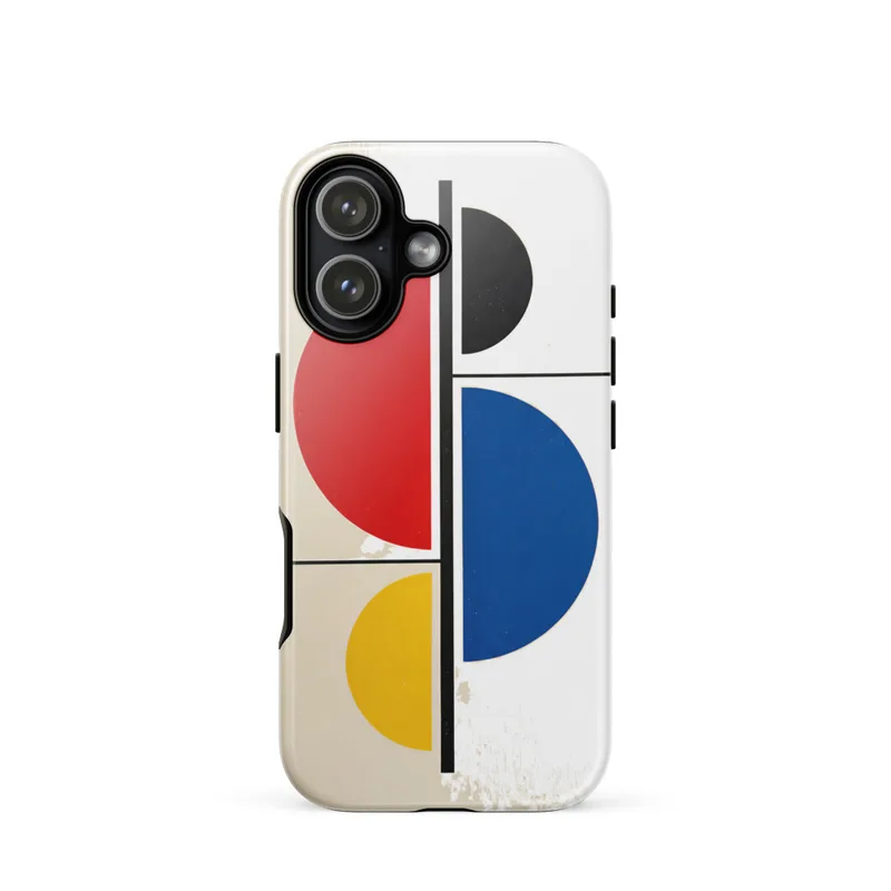 Bauhaus Half-Circles Tough Phone Case, iPhone 15, 16 and 17 case, minimalist geometric art, modernist gift for design lovers