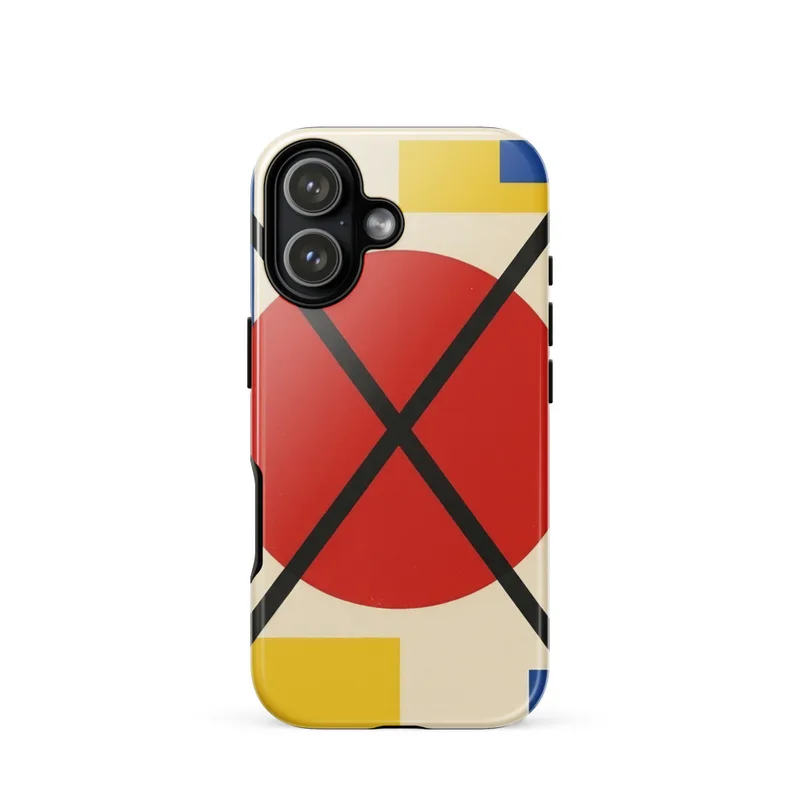Crossing Diagonal Lines Tough Phone Case, Bauhaus geometric art, minimalist modernist style, iPhone 15, 16 and 17 case, gift for design lovers