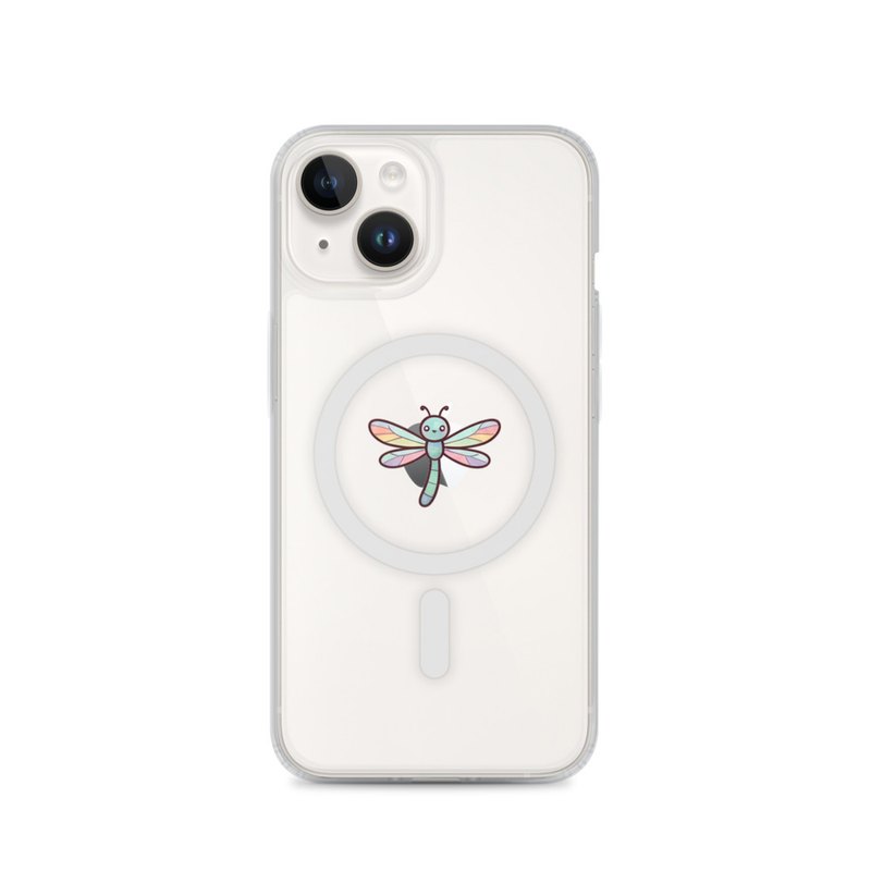 Dragonfly iPhone 14, 15, 16 and 17 MagSafe Clear Phone Case, garden phone case, nature lover gift, cozy floral accessory