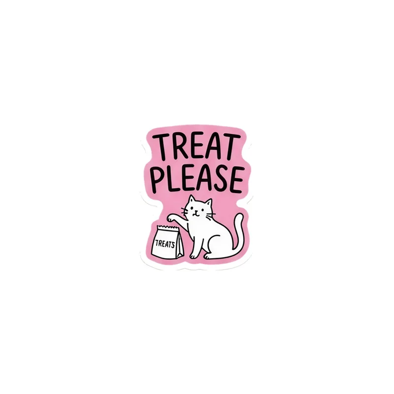Treat Please Fridge Magnet, funny cat meme, cat lover decor, gift for cat people