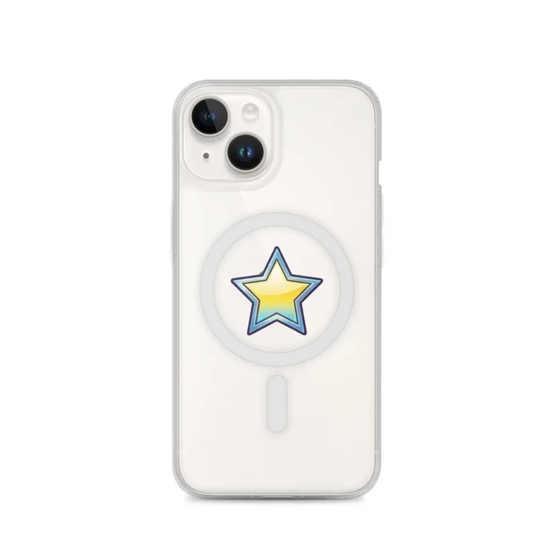 Chrome Star MagSafe Clear Phone Case, iPhone 14, 15, 16 and 17 case, y2k icon, room decor, gift for y2k fans