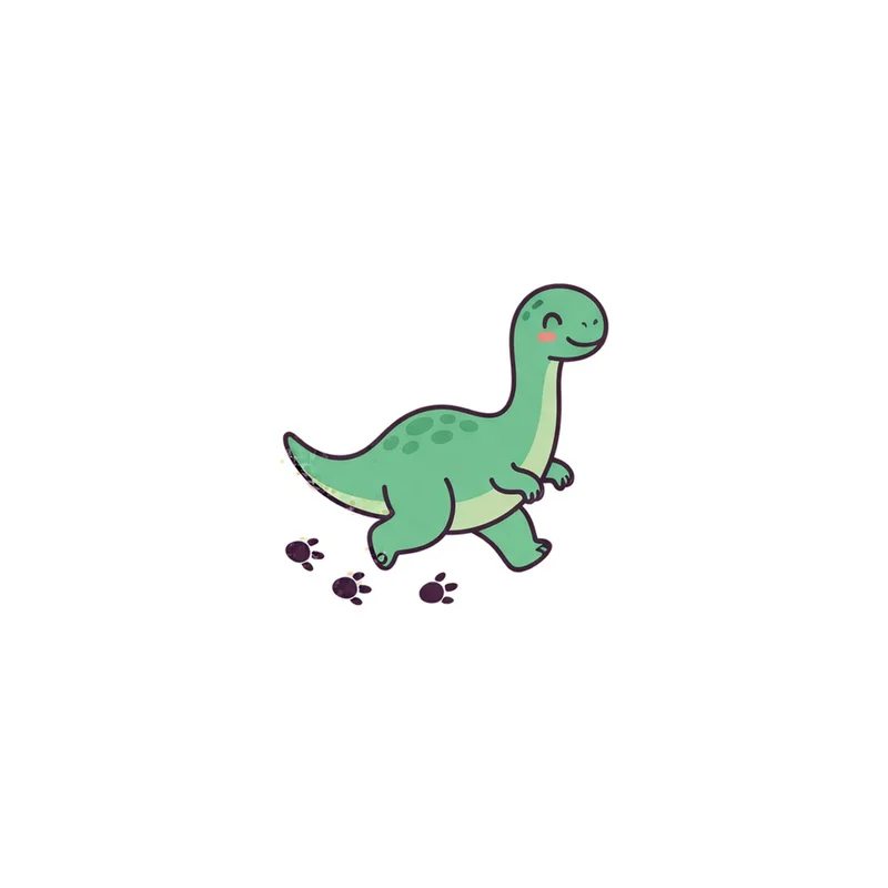 Sauropod With Footprints Fridge Magnet, kawaii walking dinosaur, kids room decor, gift for dino fans