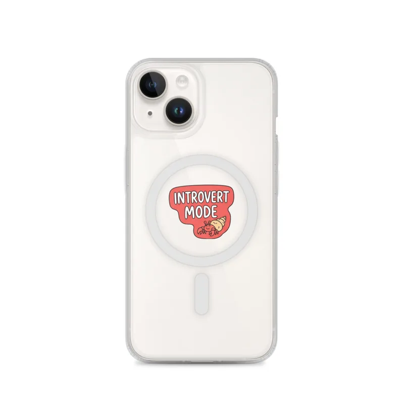 Introvert Mode MagSafe Clear Phone Case, iPhone 14, 15, 16 and 17 case, funny work meme, office decor, gift for coworkers