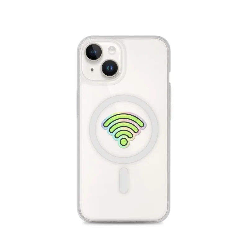 Wifi Symbol MagSafe Clear Phone Case, iPhone 14, 15, 16 and 17 case, y2k icon, room decor, gift for y2k fans