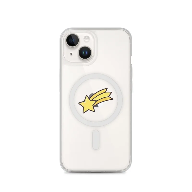 Golden Shooting Star MagSafe Clear Phone Case, iPhone 14, 15, 16 and 17 case, y2k star icon, gift for y2k fans