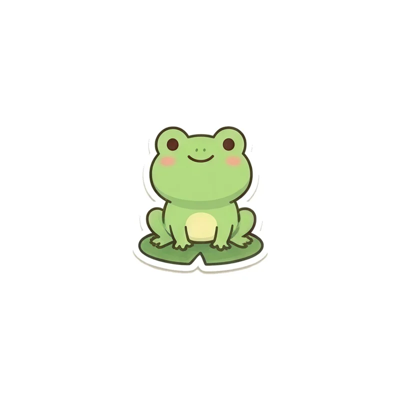 Green Frog On A Lily Pad Fridge Magnet, kawaii pond frog, cottagecore decor, gift for frog lovers