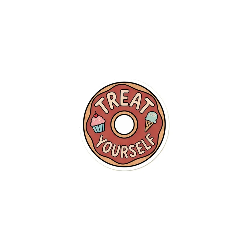 Treat Yourself Donut Fridge Magnet, cute dessert art, kitchen decor, gift for dessert lovers