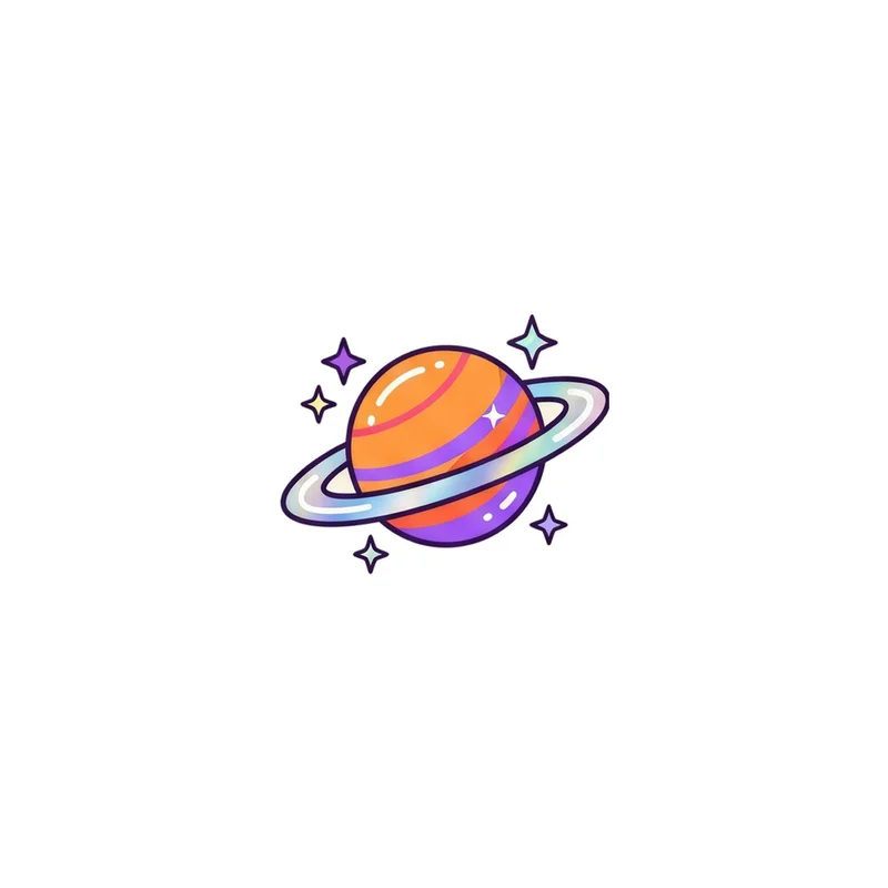 Sparkling Ringed Planet Fridge Magnet, y2k space icon, bedroom decor, gift for space lovers
