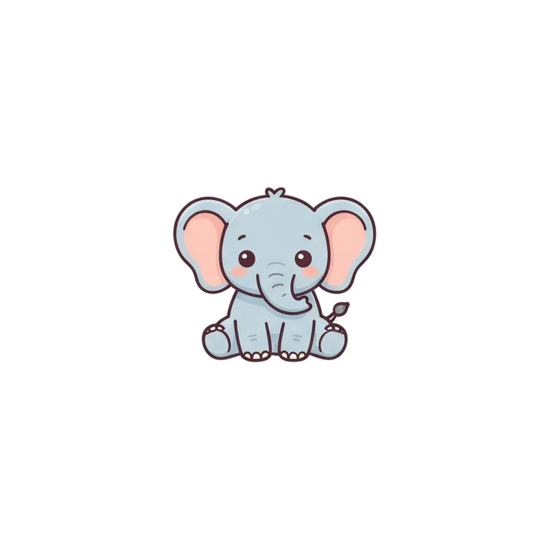 Grey Baby Elephant Fridge Magnet, kawaii safari animal, baby shower decor, gift for elephant lovers