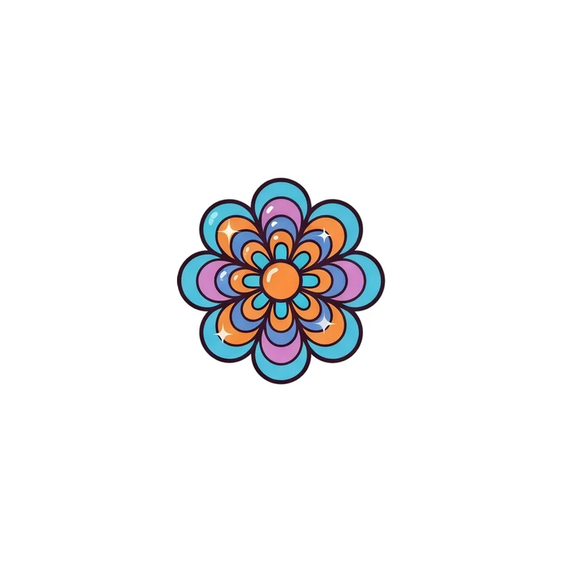 Retro Layered Flower Fridge Magnet, y2k groovy bloom, dorm decor, gift for retro lovers
