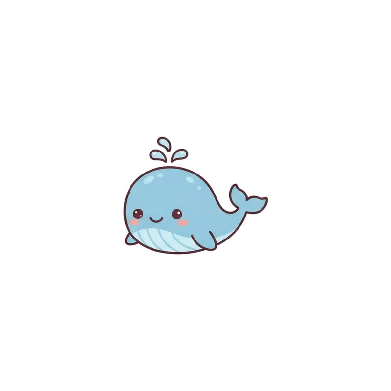 Spouting Blue Whale Fridge Magnet, kawaii sea animal, nautical nursery decor, gift for whale lovers