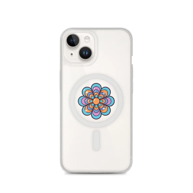 Retro Layered Flower MagSafe Clear Phone Case, iPhone 14, 15, 16 and 17 case, y2k icon, room decor, gift for y2k fans