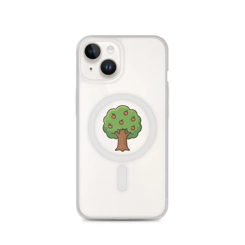 Apple Tree MagSafe Clear Phone Case, iPhone 14, 15, 16 and 17 case, kawaii dinosaur, kids room decor, gift for dino fans