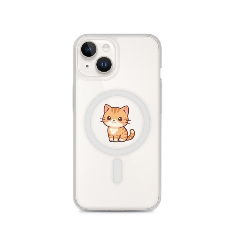 Ginger Kitten iPhone 14, 15, 16 and 17 MagSafe clear case, rustic farm art, pumpkin patch accessory, animal lover gift
