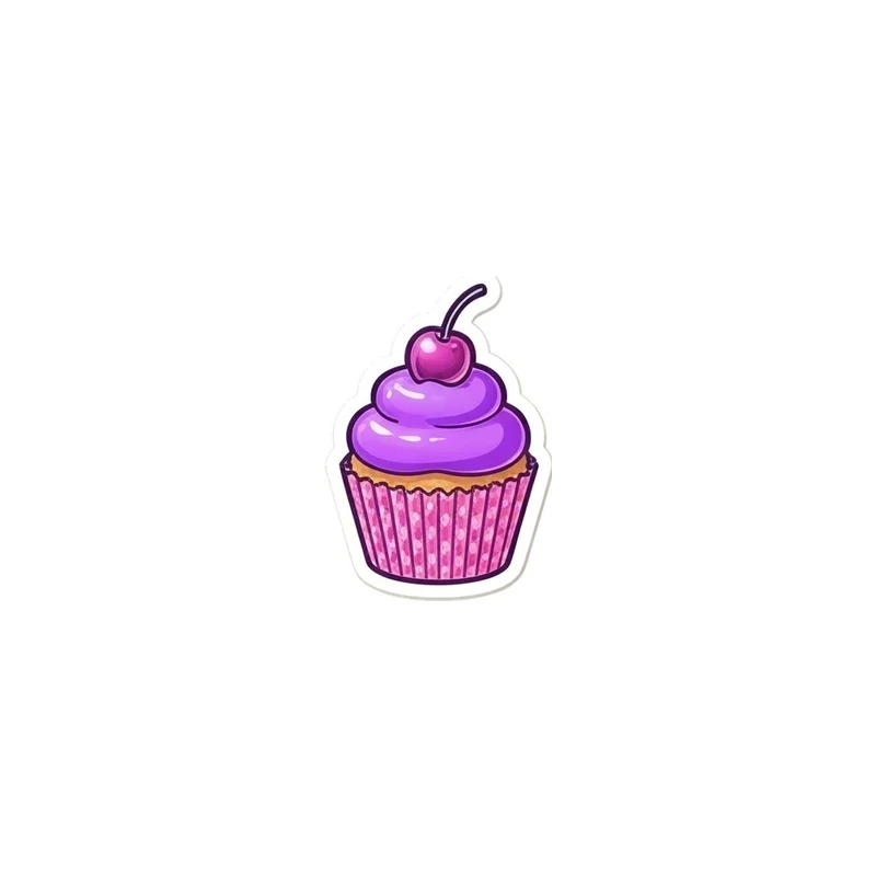 Purple Cupcake With A Cherry Fridge Magnet, cute dessert art, kitchen decor, gift for dessert lovers