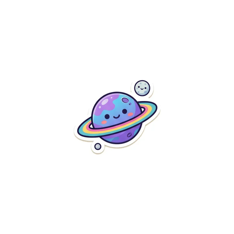 Happy Ringed Planet Fridge Magnet, kawaii dinosaur, kids room decor, gift for dino fans