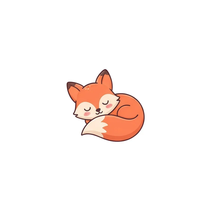 Sleeping Fox Fridge Magnet, curled kawaii fox, cozy bedroom decor, gift for fox lovers