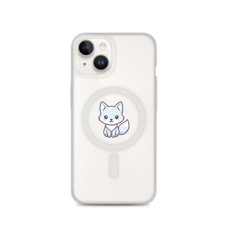 Arctic Fox MagSafe iPhone 14, 15, 16 and 17 case, snowy wildlife illustration, winter market accessory, fox lover gift, clear phone case