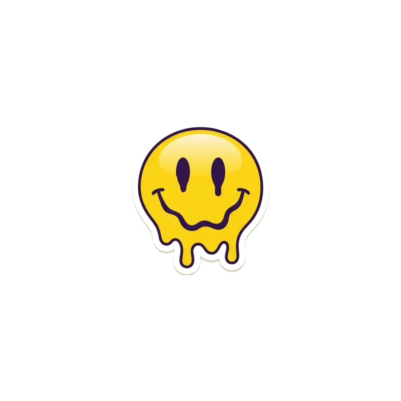 Y2K Smiley Die-Cut Magnet, Y2K retro room decor, fridge and locker magnet, bright yellow vinyl, nostalgia gift