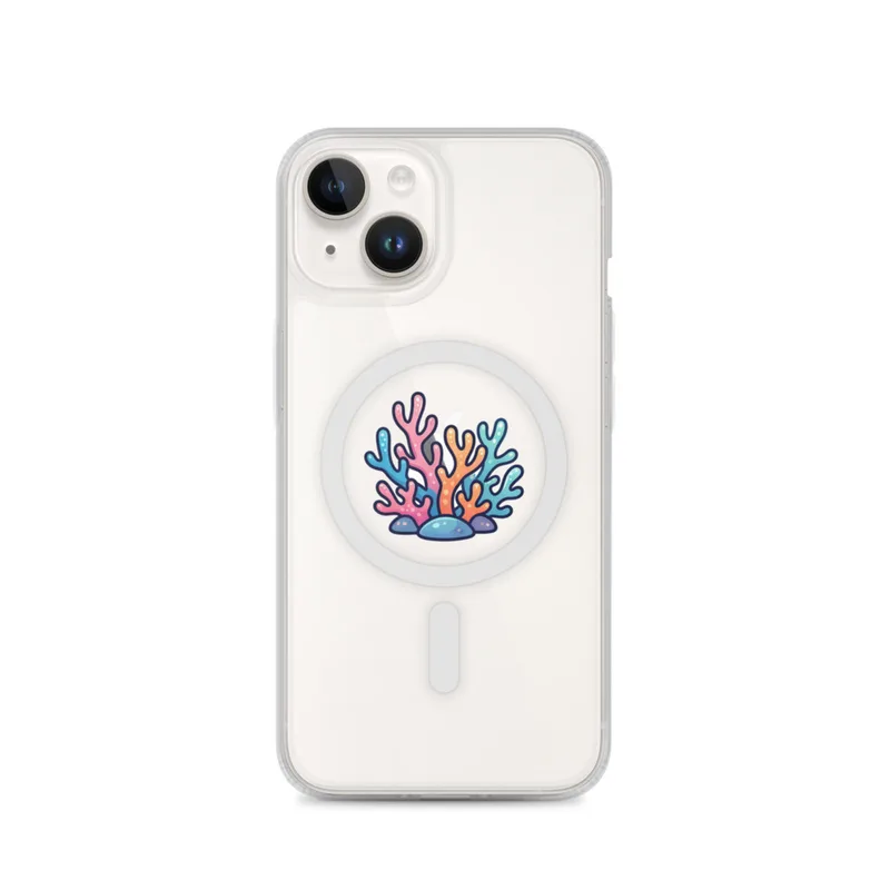 Coral Reef MagSafe Clear Phone Case, iPhone 14, 15, 16 and 17 case, cute sea creature, kids room decor, gift for ocean lovers