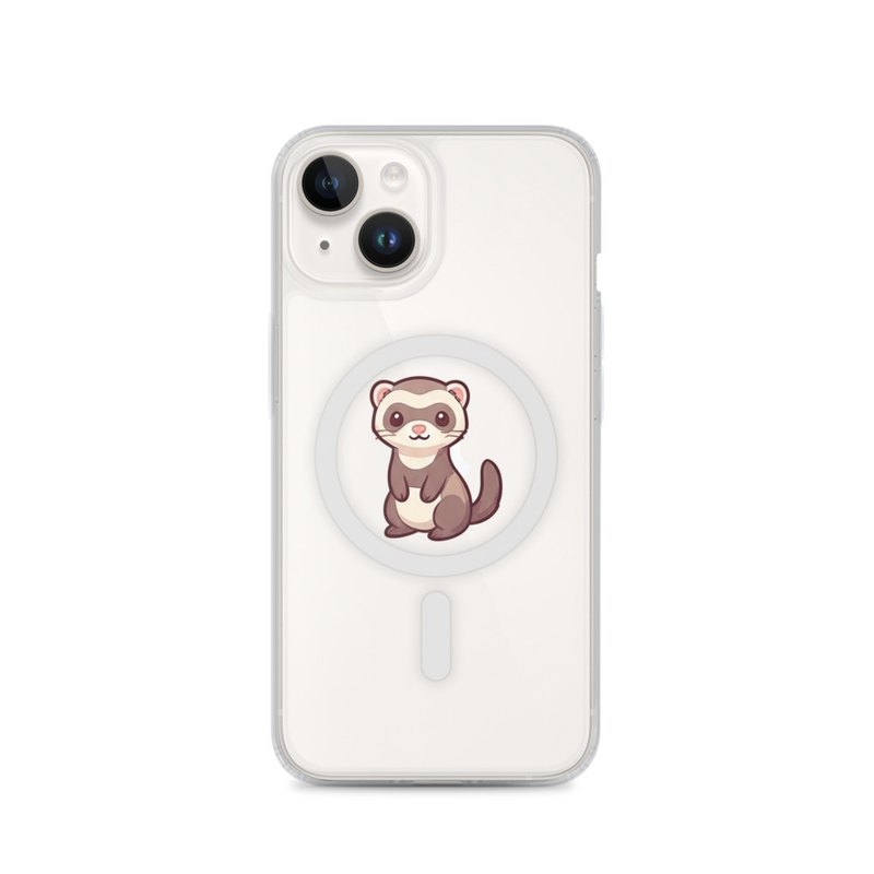 Ferret iPhone 14, 15, 16 and 17 MagSafe clear phone case, cozy animal phone cover, pet lover gift, playful clear case