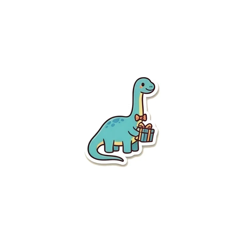 Festive Dinosaur Die-Cut Magnet, retro party decor, fridge or locker decor, quirky dinosaur fan gift, balloon party accent