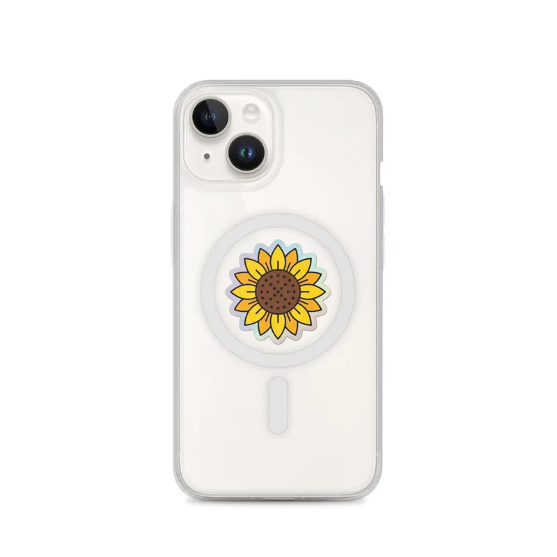 Sunflower MagSafe Clear Phone Case, iPhone 14, 15, 16 and 17 case, y2k icon, room decor, gift for y2k fans