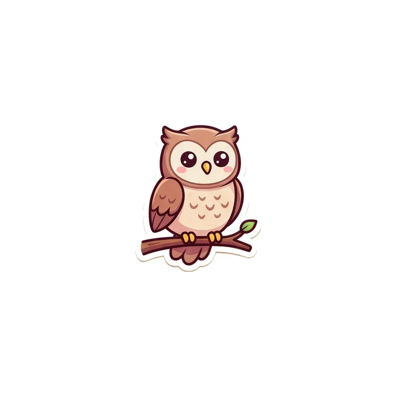 Brown Owl On A Branch Fridge Magnet, kawaii woodland owl, reading nook decor, gift for owl lovers