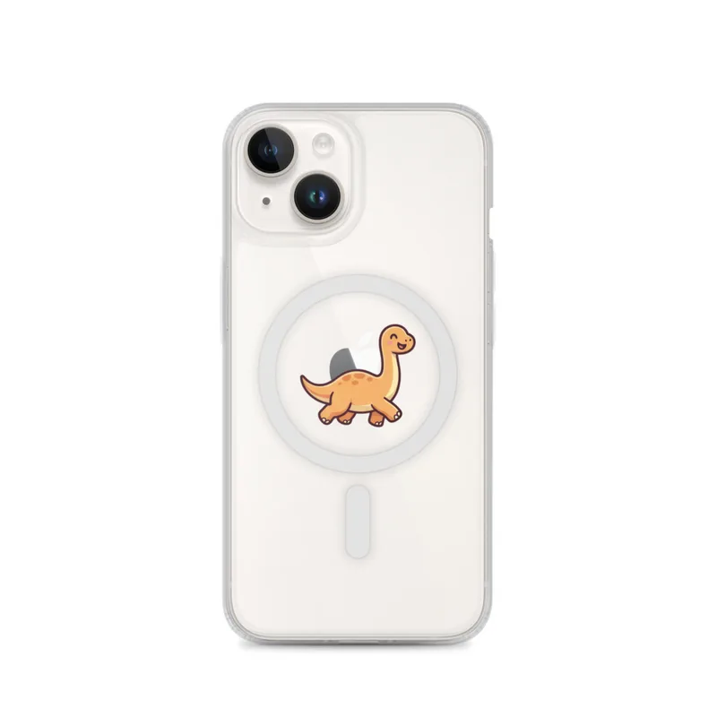Tan Brachiosaurus MagSafe Clear Phone Case, iPhone 14, 15, 16 and 17 case, kawaii dinosaur, kids room decor, gift for dino fans