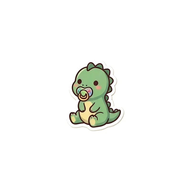 Baby Dino With A Pacifier Fridge Magnet, kawaii dinosaur, kids room decor, gift for dino fans